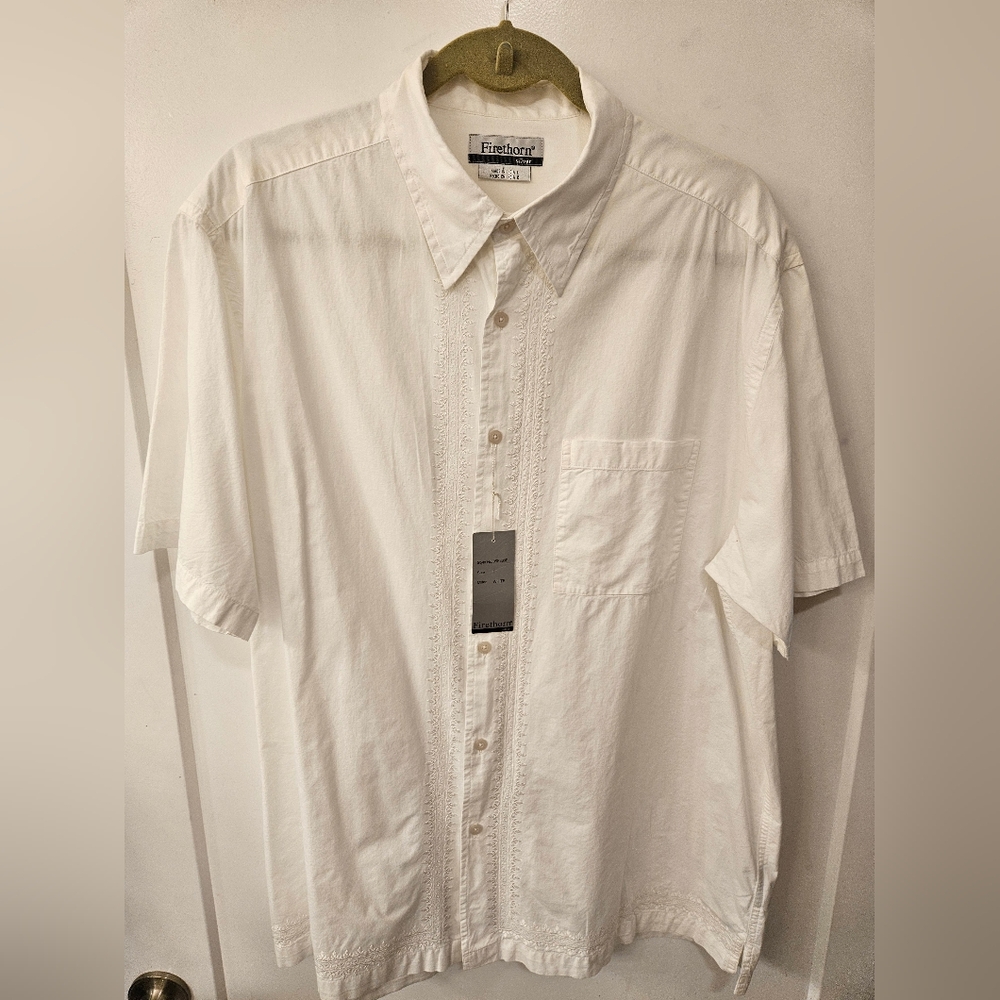 NWT - "Firethorn silver" White Cotton Button Down Shirt - Size L
